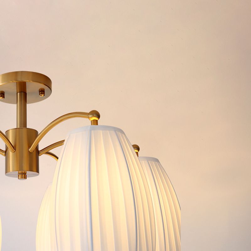 Modern Simple Ceiling Light Cylinder Shape Ceiling Lamp with Fabric Shade for Bedroom
