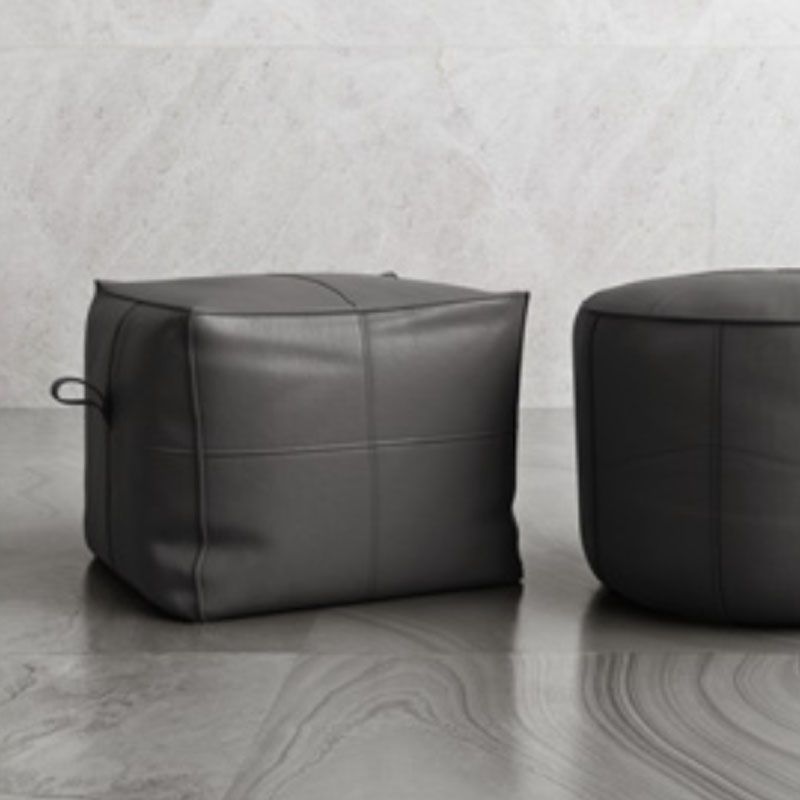 Contemporary Home Square Ottoman Leather Foot Stool without Legs