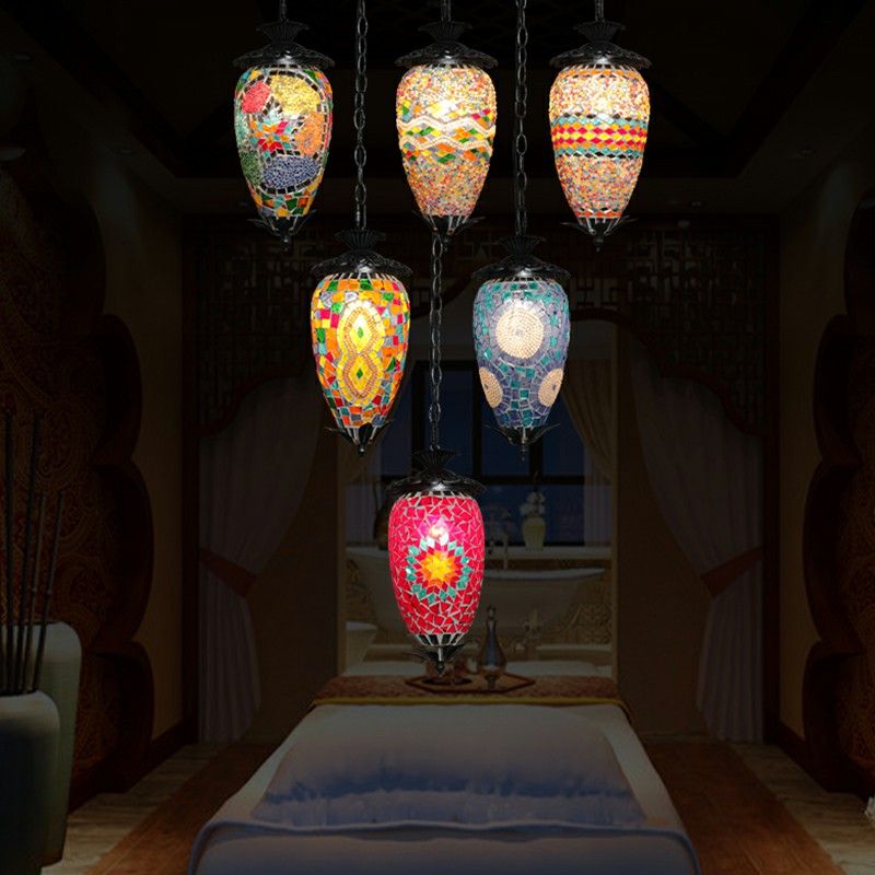 Luce a bulbo singolo Appedisci in stile retrò in vetro colorato per la barra