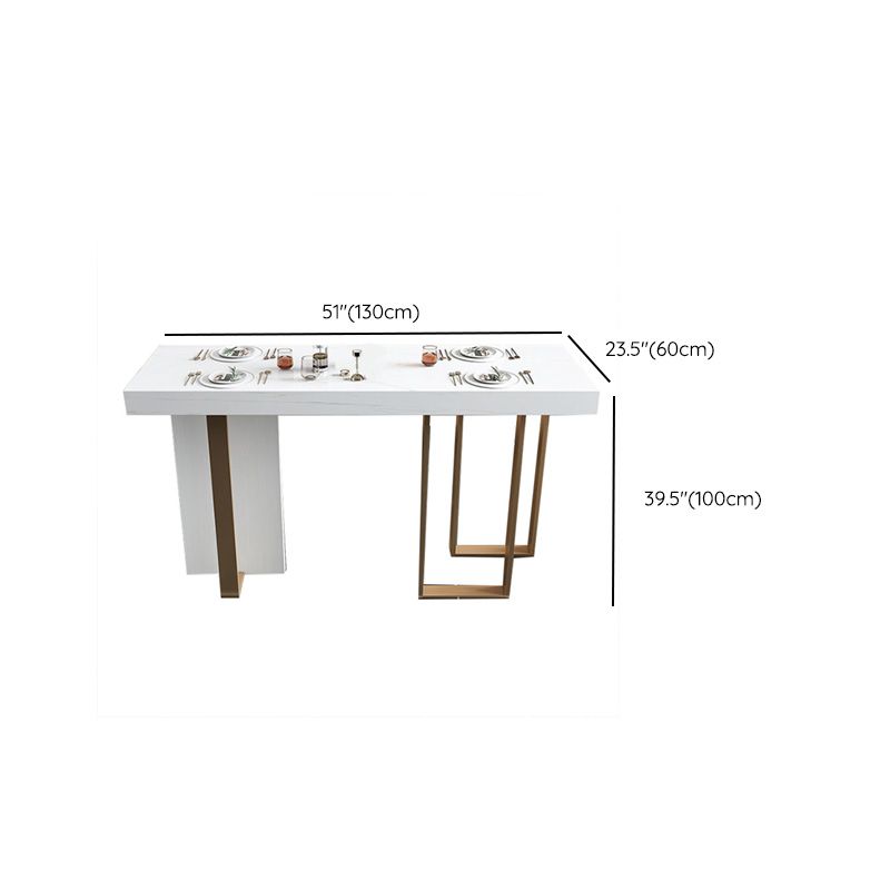 Glam Rectangle Bar Table Faux Marble Top Table for Patio Use