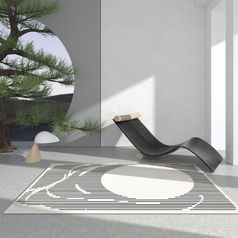 Dark Gray Modern Rug Polyester Graphic Rug Stain Resistant Rug for Home Decor