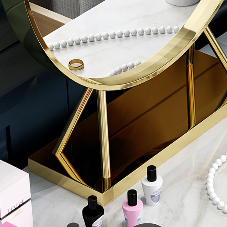 Wood Vanity Set with Stool and Mirror Stone Top Vanity in Grey