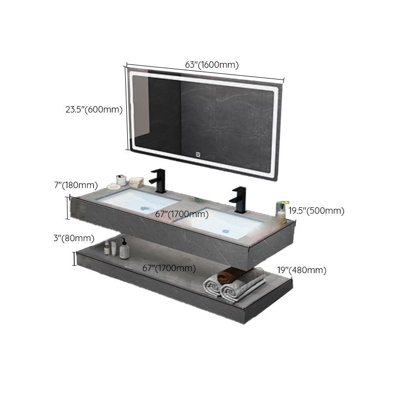 Modern Sink Vanity Wall Mounted Standard Bathroom Vanity with Mirror