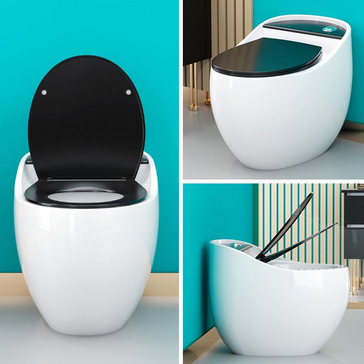 1-Piece Round Flush Toilet 0.8/1.28 GPF Ceramic Toilet Bowl for Bathroom