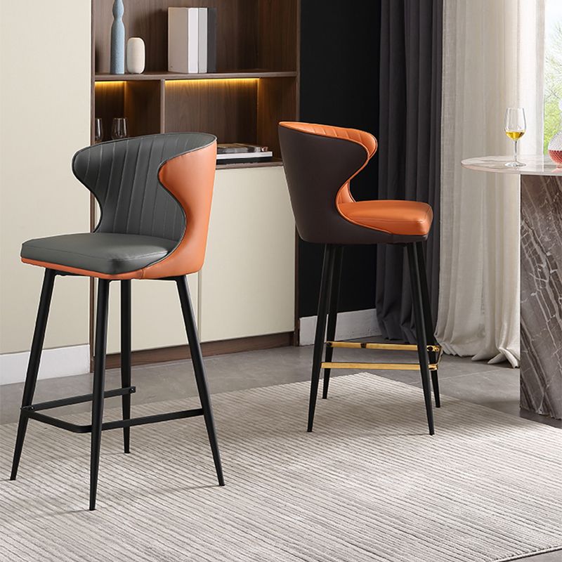 Modern Style Faux Leather Barstool Low Back Counter Bar Stool for Kitchen