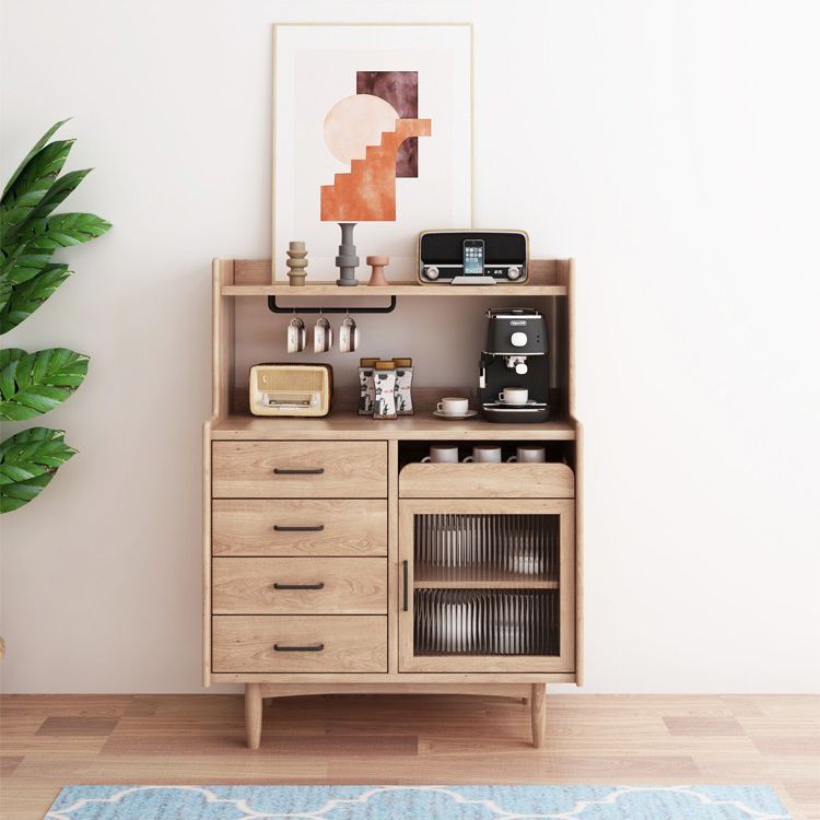 Modern Dining Server Pine Buffet Server with Drawers for Kitchen