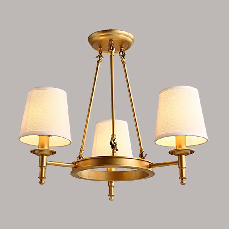 Wagon Wheel Light Fixture Traditional Multi-Head Chandelier Pendant Lamp with White Fabric Shade
