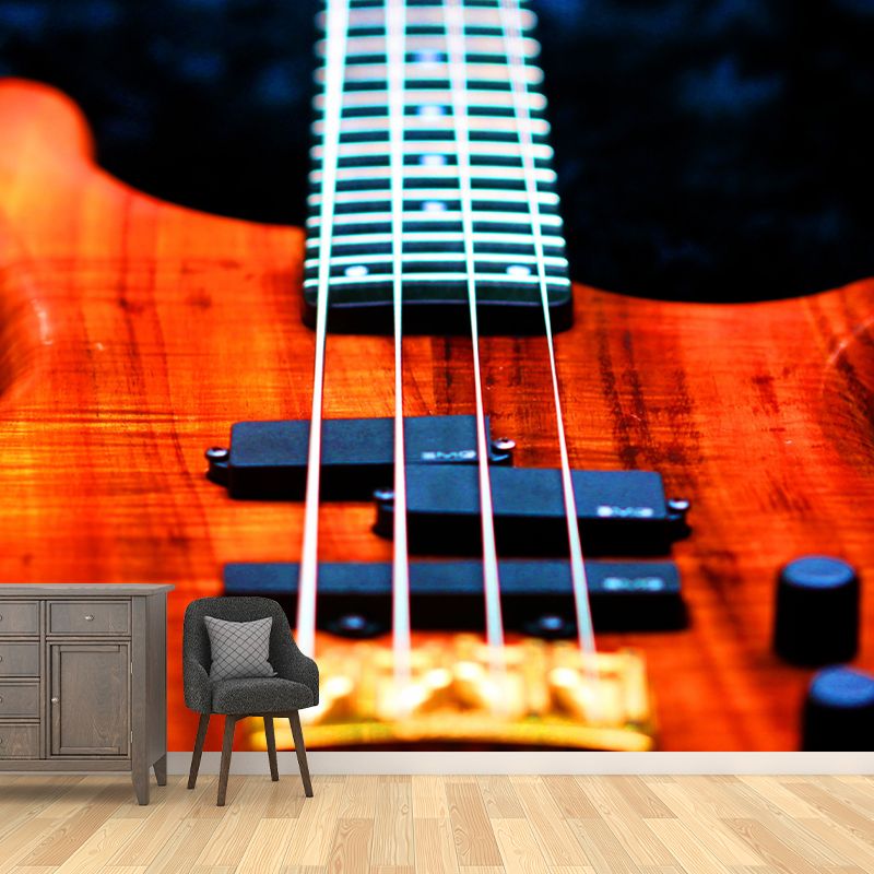 Minimalist Style Guitar Instrument Wall Mural for Playroom, Personalized Size