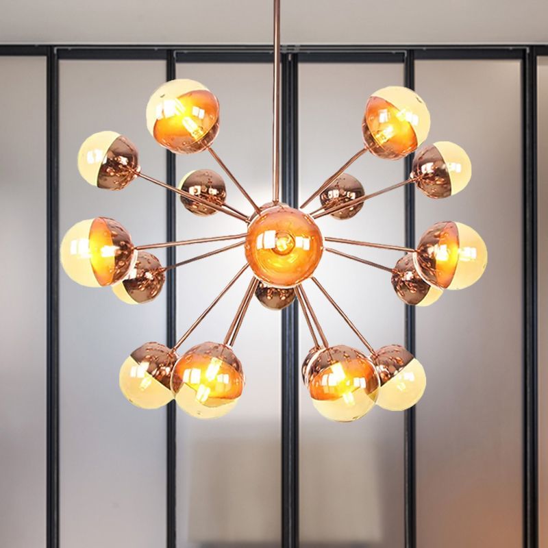 Semi-encastré Globe pour salle à manger, verre blanc/transparent/gris fumée, 9/12/15 lumières, luminaire semi-encastré contemporain en cuivre/chrome/or