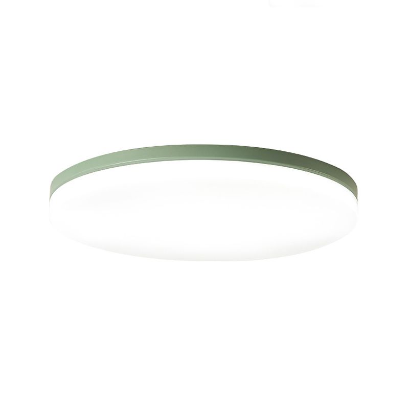 10"/15"/19" W Circular Flush Ceiling Lamp Macaron Metal Indoor Flush Lighting in Green/Pink/White/Yellow