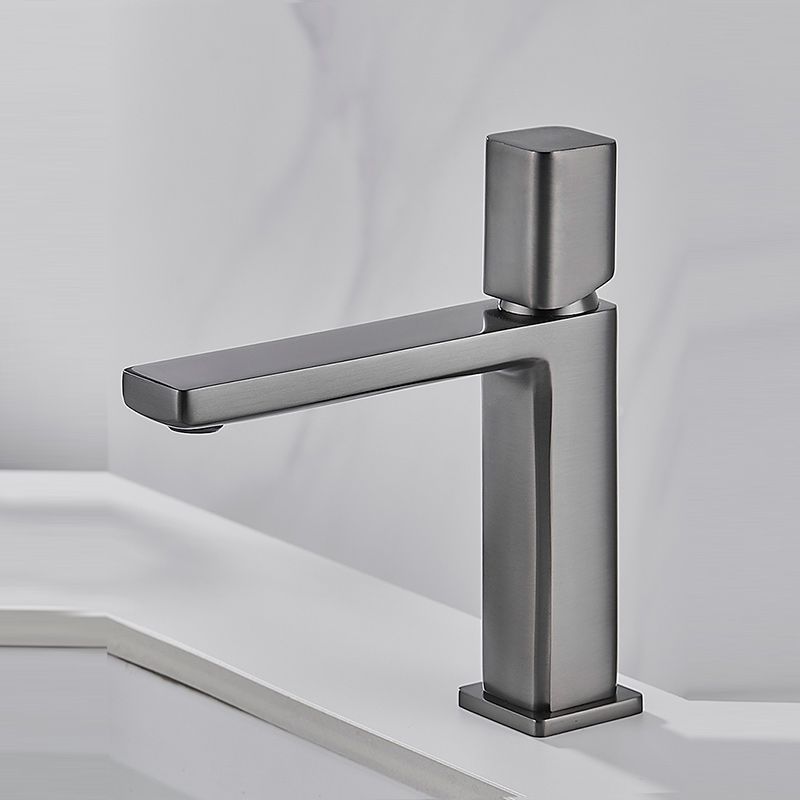 Modern Knob Handle Square Faucet Brass Deck Mounted Bathroom Sink Faucet