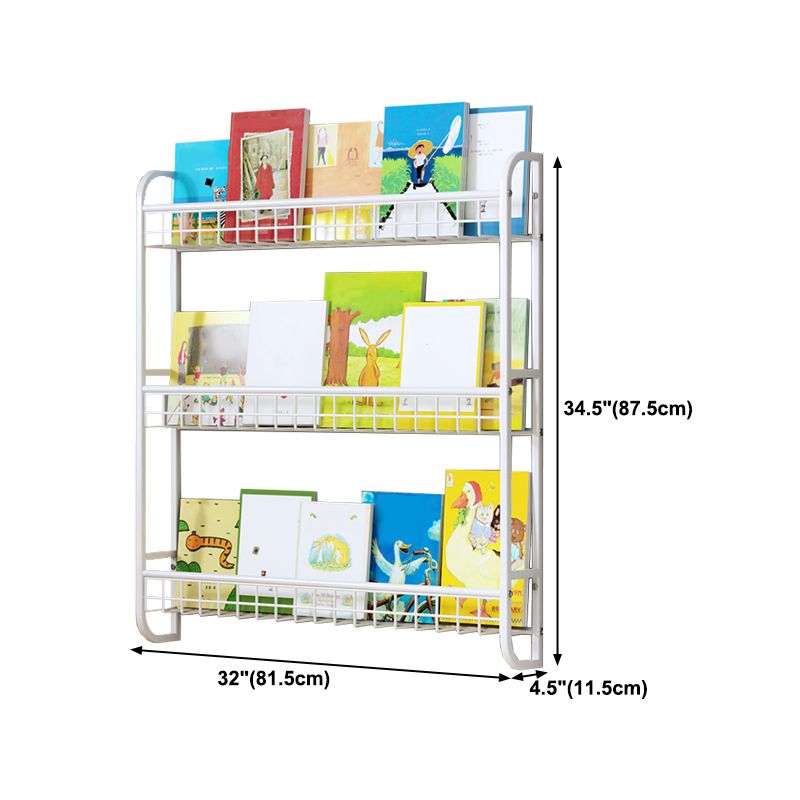 4.57"W Bookshelf Contemporary Style Wall Mounted Pure White Bookcase for Study Room