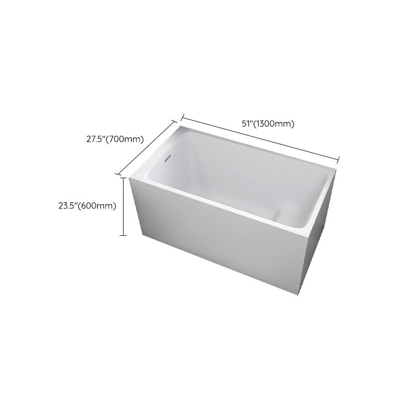 Modern White Acrylic Rectangle Bathtub Back to Wall with Drain Bath Tub