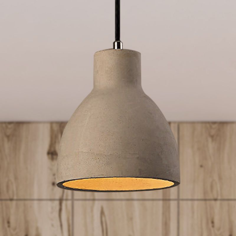6.5"/8.5"/10.5" Dia Barn/Cylinder/Dome Cement Pendant Lighting Industrial 1 Light Dining Table Ceiling Light Fixture with Adjustable Cord in Grey
