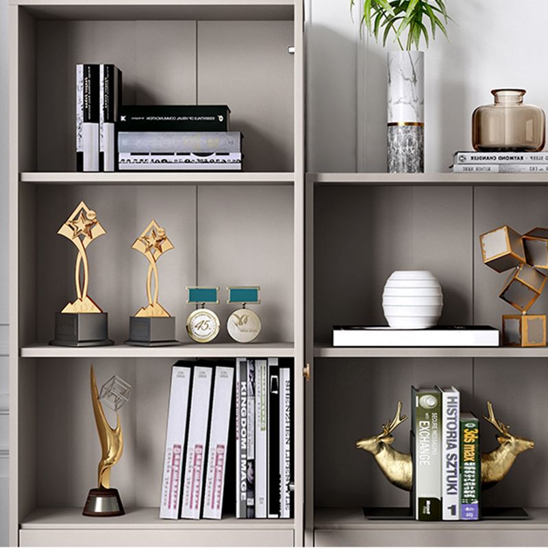 Modern Wooden Bookcase Standard Closed Back White/Champagne Bookshelf for Home Office