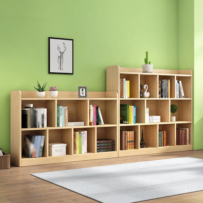Closed Back Bookshelf Solid Wood Contemporary Style Natural Bookcase for Office