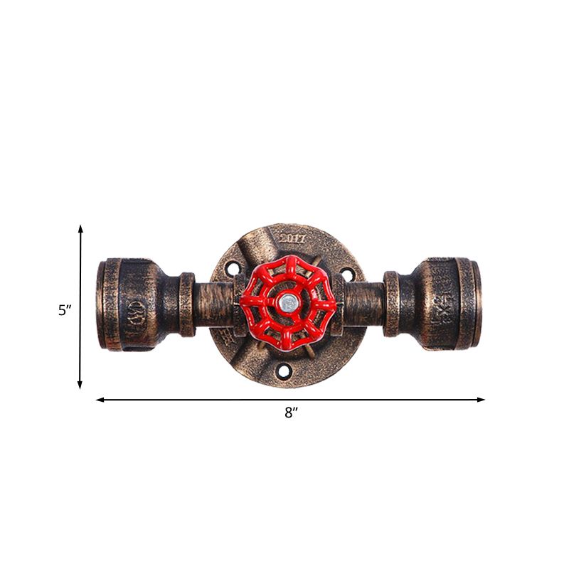Bronze 1 Light Wall Sconce Antiqued Metallic Pipe and Valve Wall Mount Lamp, 8"/10" Wide