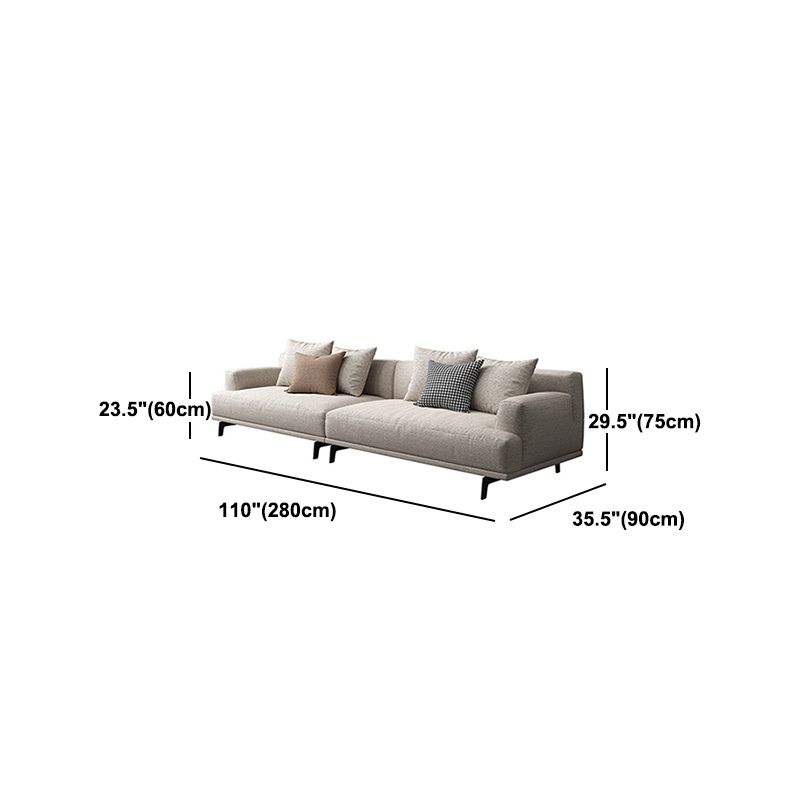 Faux Leather and Cotton Blend Recessed Arm Furniture Sectionals in Beige