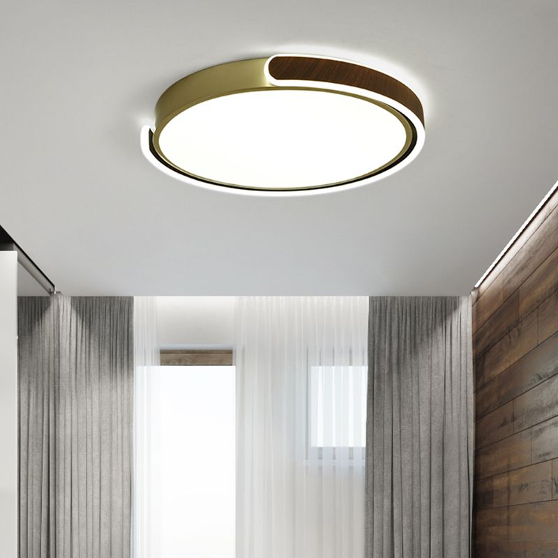 Brown Modern Metal Flush Mount Circle Shape Ceiling Light with Acrylic Shade for Passage