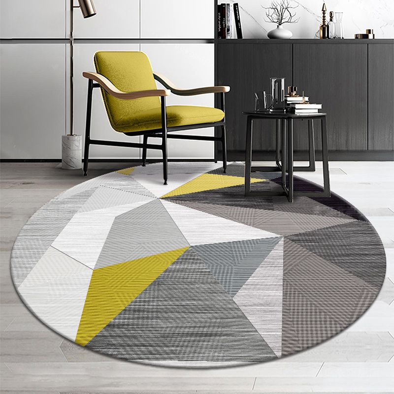 Comfort Bedroom Rug Multi Colored Geometric Print Carpet Polyster Non-Slip Backing Stain-Resistant Rug