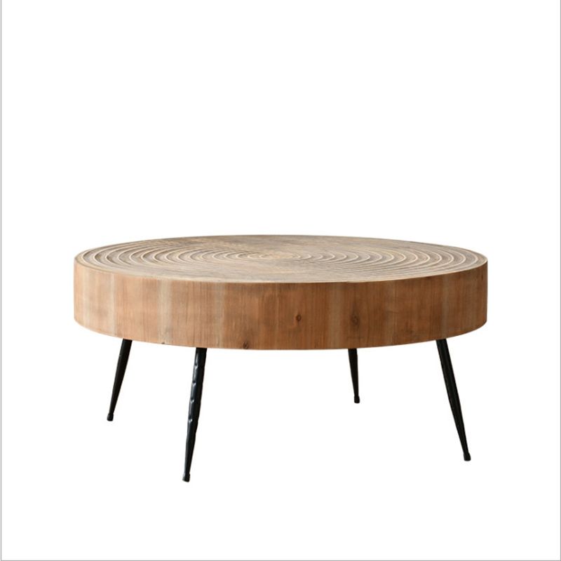 Contemporary Style Coffee Cocktail Table Solid Wood Round Coffee Table