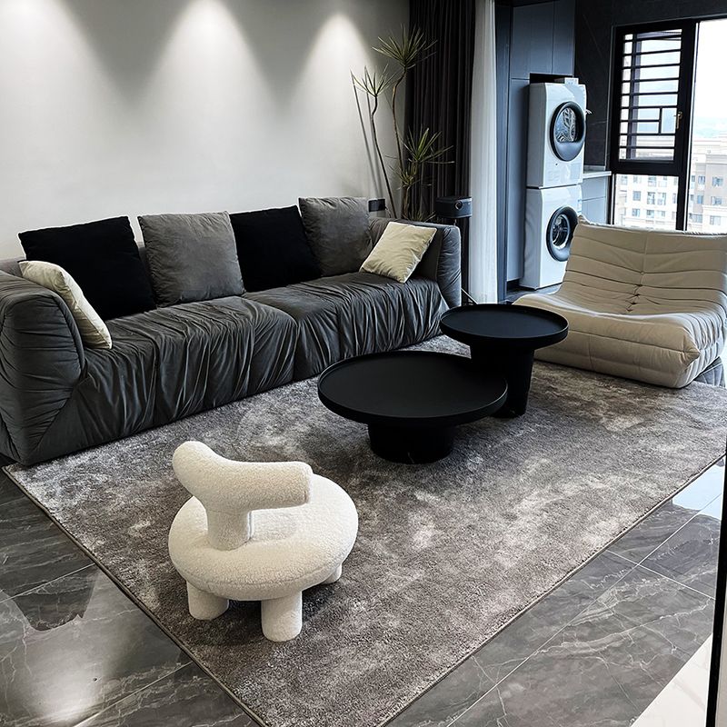 Milk White Living Room Area Carpet Modern Pure Color Carpet Area Polyester Washable Rug