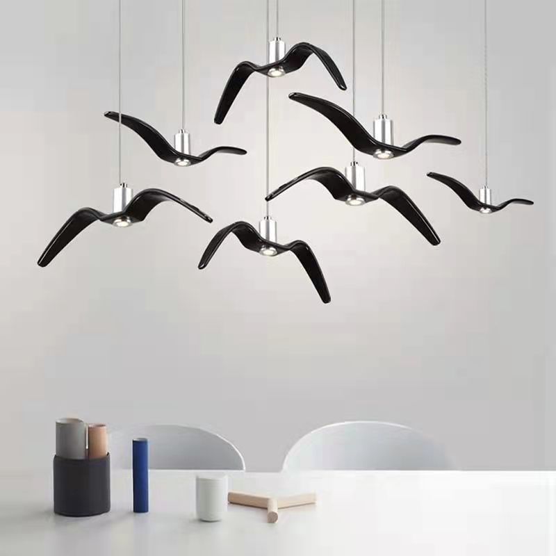 Nordic Artistic Seagull Pendant lampe à manger résine LED Hanging Light Kit