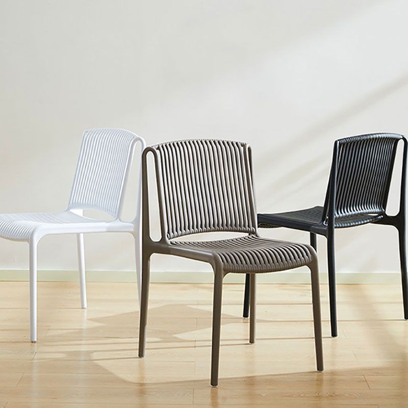 Silla sin brazos de comedor de plástico de estilo contemporáneo, respaldo abierto, sillas laterales para el hogar