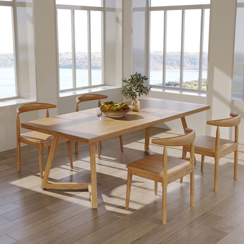 Pine Wood Dining Table Modern Rectangle Dining Table with Sled Base