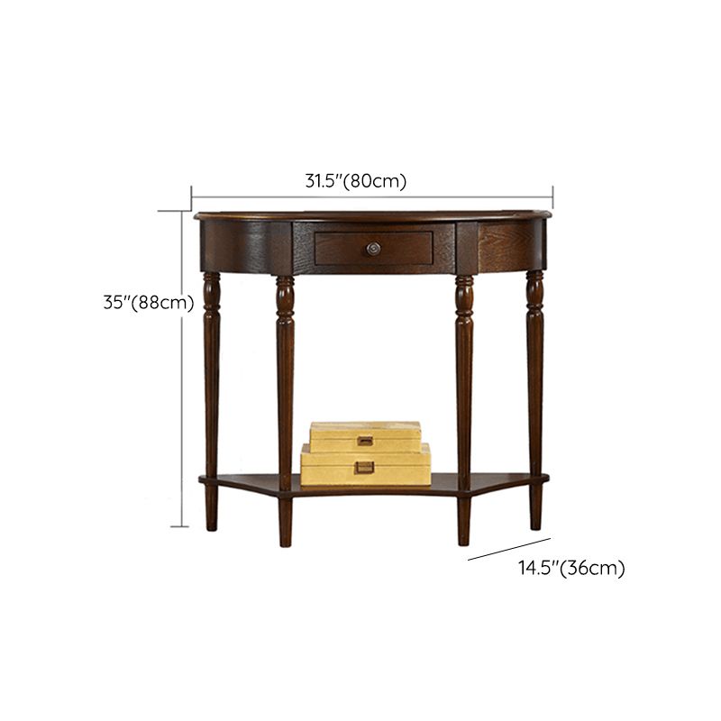 14.2" W Console Table Solid Wood Mid-Century Modern Storage End Table