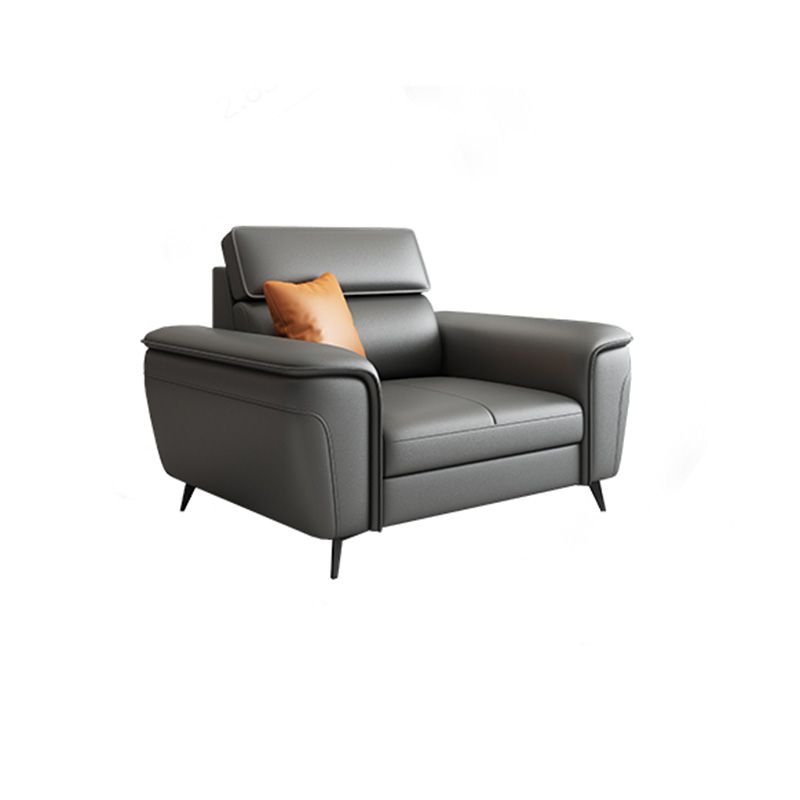 Grey Genuine Leather High Back Pillow Top Arm Sofa/Sectional with Wear-resisting