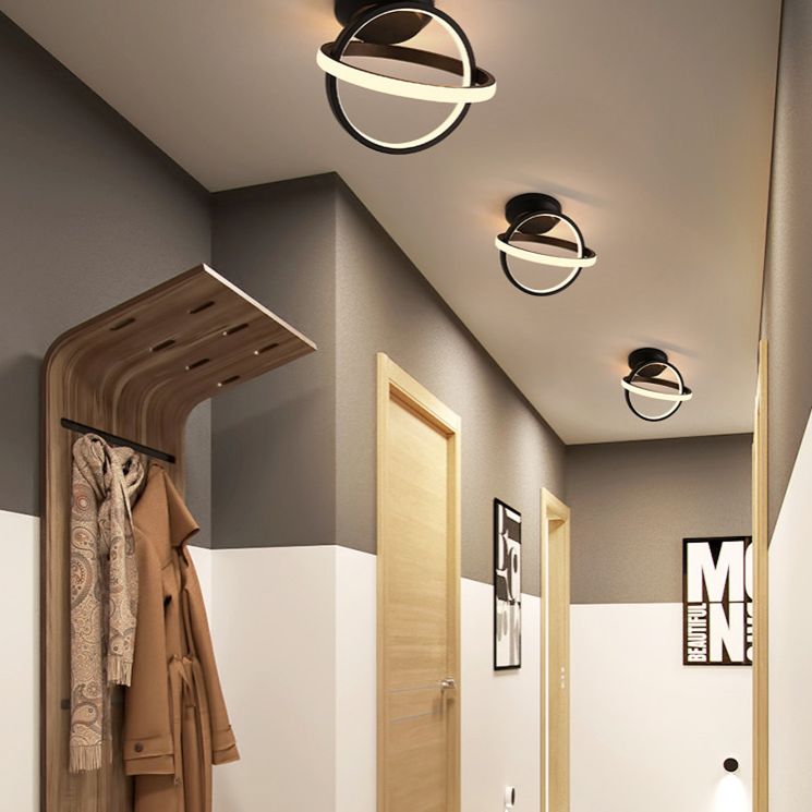 Circle Semi Flush Mount Light Fixture Ultra-Contemporary Metal Ceiling Light Fixtures for Hallway