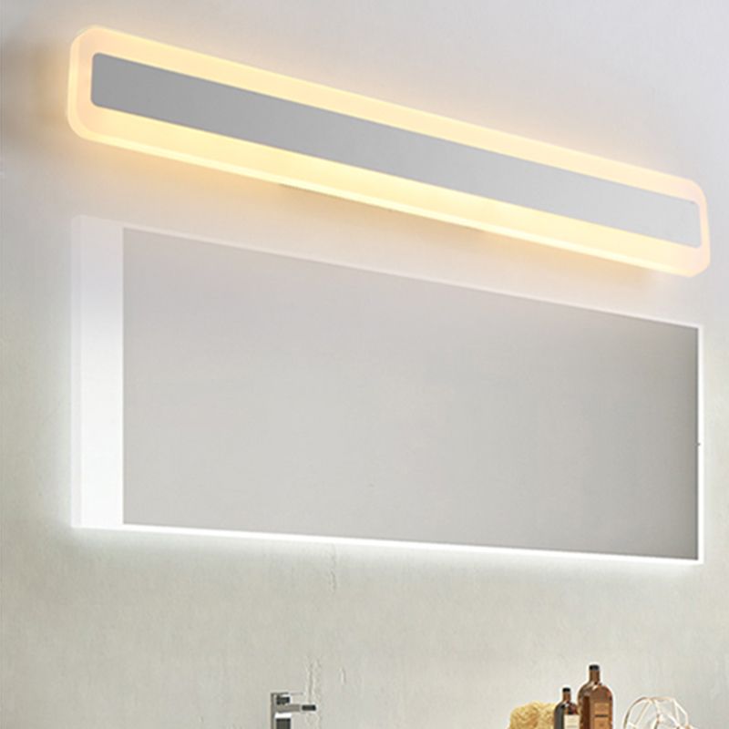 Metal Linear Shade Wall Sconce Modern Style 1-Light Mirror Wall Lighting Fixture in White