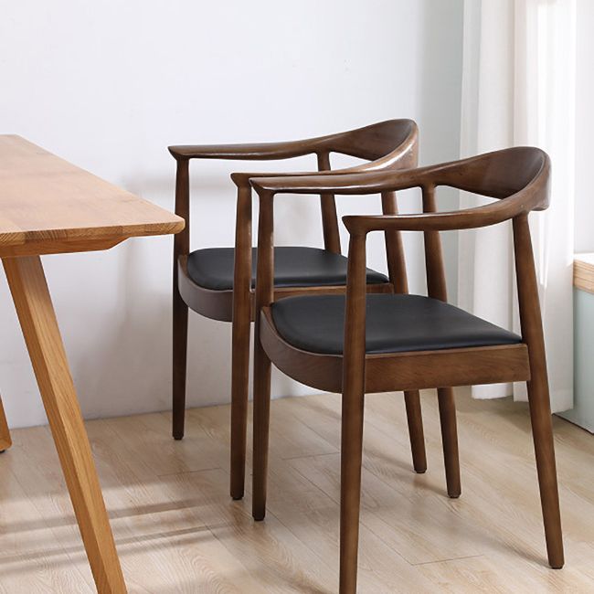 Scandinavian Style Wood Dining Side Chair Home Open Back Dining Side Chair with Arm