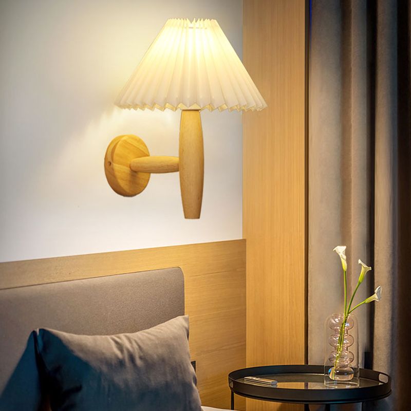 Modern Style Flared Wall Mounted Lamps Wood 1 Light Wall Mounted Light Fixture