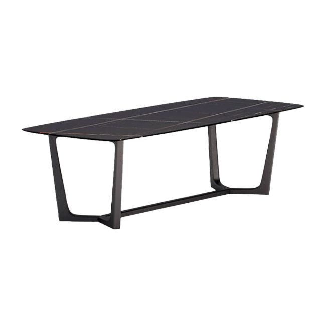 Industrial Black Table for Restaurant Rectangle Dining Table with Trestle Base