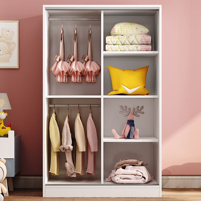 Contemporary Wood Wardrobe 2-Door Wardrobe Closet for Bedroom