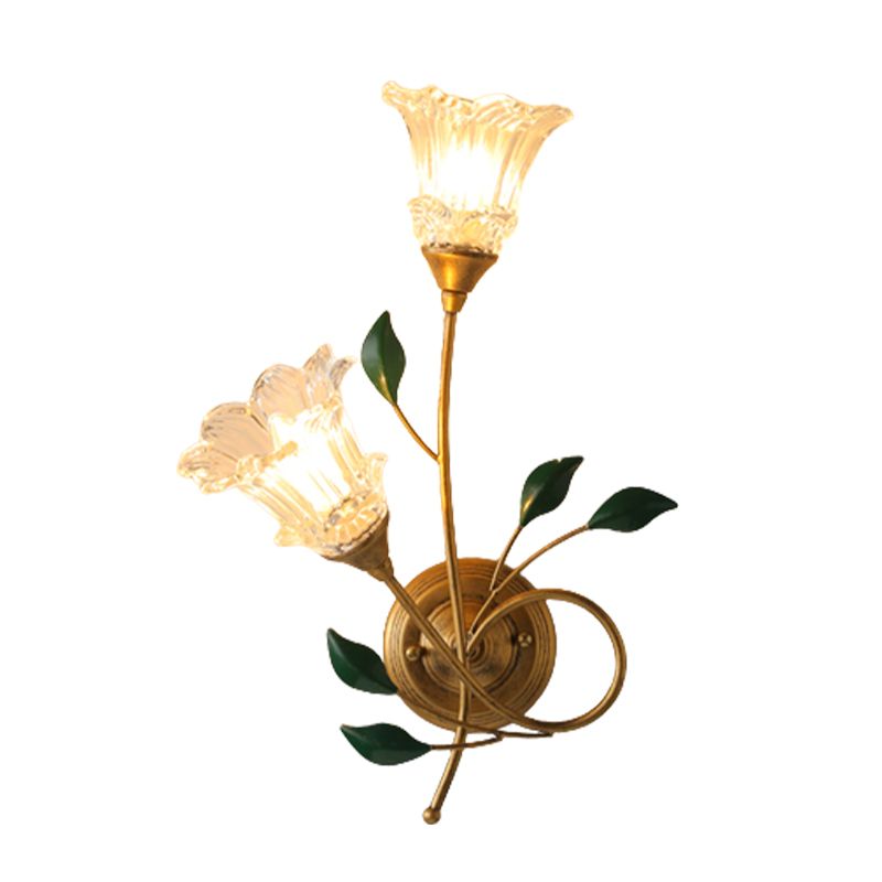French Style Wall Light Flower Shape Wall Lamp with Glass Shade for Living Room