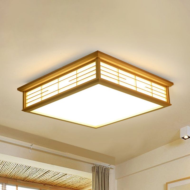 Plafonnier LED en bois naturel, boîte simple, éclairage encastré, 14/18/21,5 pouces, pour chambre à coucher, lumière blanche chaude/blanche