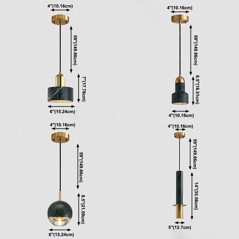 Contemporary Simple One-blub Marble Pendant Light for Bedroom Dinning Room