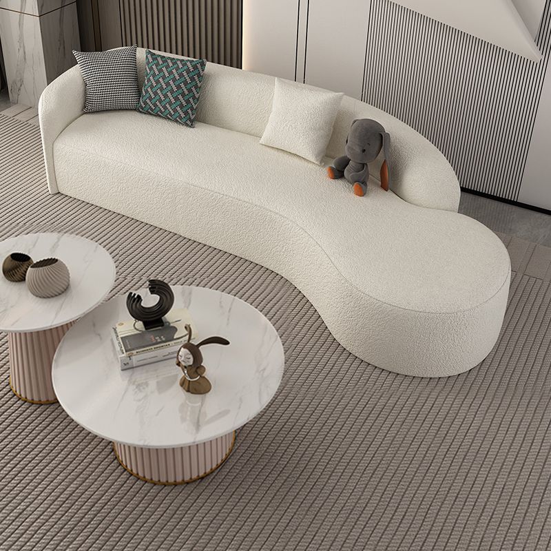 Contemporary 23.62 "/27.55" H White Wool Curved Sofa for Living Room