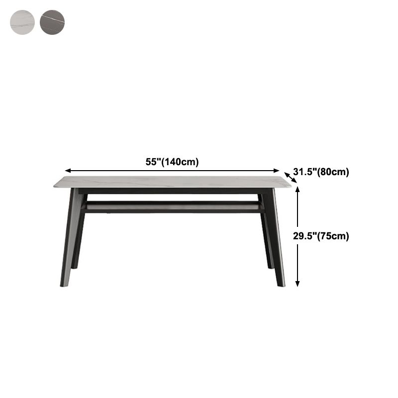 Stone Top Dining Table Contemporary Dining Table with 4 Wood Legs