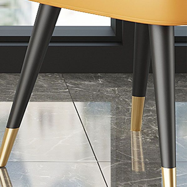 Glam Faux Leather Dining Chair Metal Arm Chairs for Restaurant Use