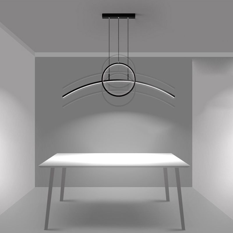 2 Lights Geometric Pendant Lighting Modern Metal Island Lighting