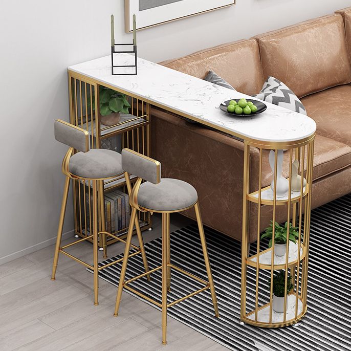 Double Pedestal Pub Table Free Form Glam Bar Table for Indoor and Breakroom