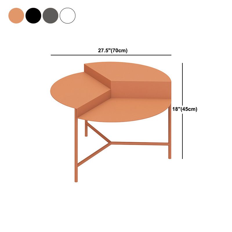Mid-Century Modern Iron Cocktail Table with 3 Metal Legs and Round Top