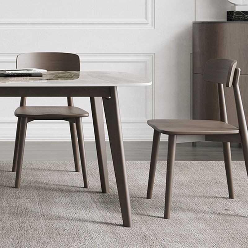 Retro Modern Rectangle Dining Site Table Stone Top 4-foot Oak Solid Wood Table