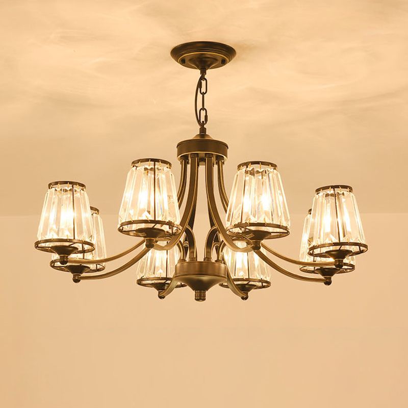 Crystal Prism Hanging Chandelier Conical Traditional Style Pendant Lighting Fixture