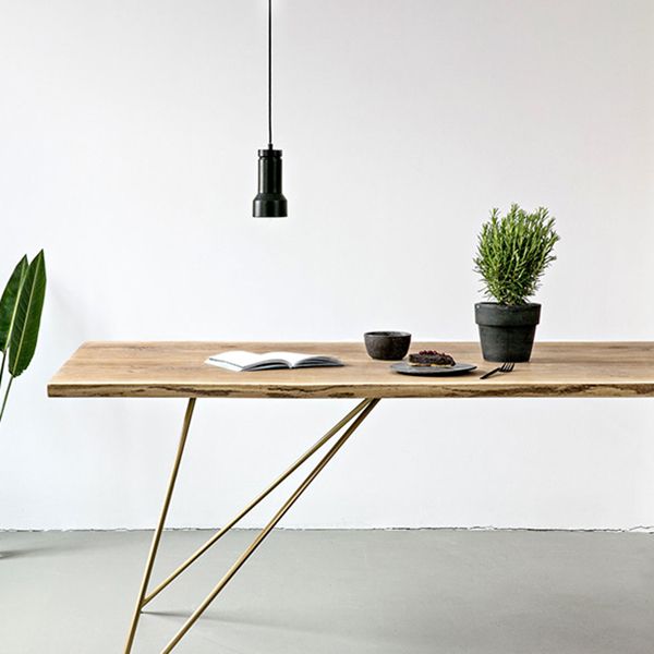 Rechteck 4 Beine Luxus Esstisch Holzfarbe fester Tisch aus massivem Holz