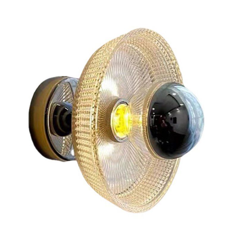 1 Light Round Wall Sconce in Clear & Chrome Glass Modern Wall Fixture